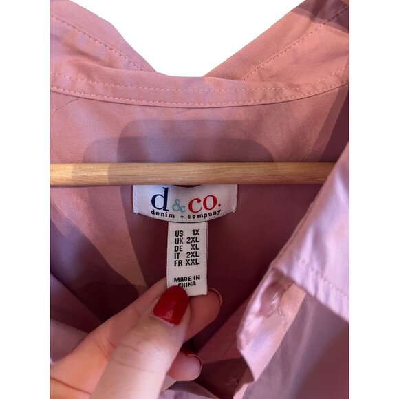 D & Co. Mauve Button-Up Shirt Women's Size 1x Blouse Business Casual Shirt - Picture 3 of 5